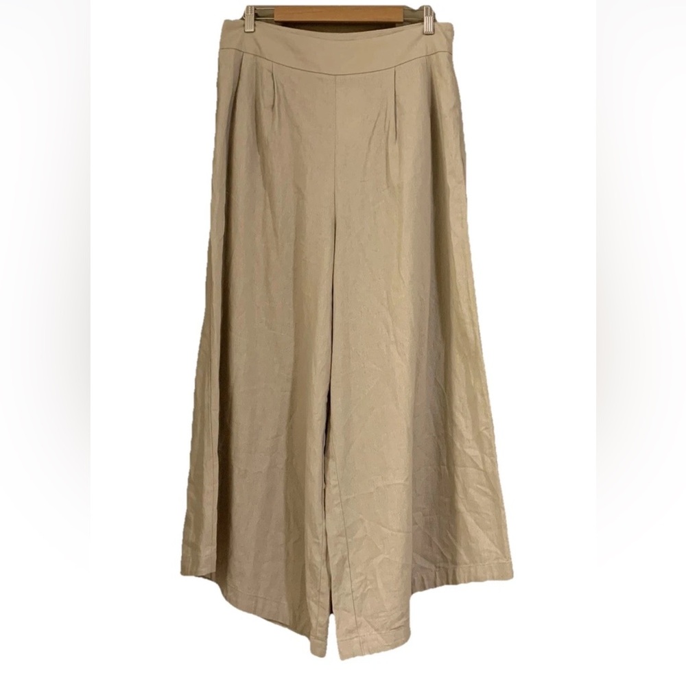 NWT 7 For All Mankind Linen Blend Wide Leg Pants Beige Size L
